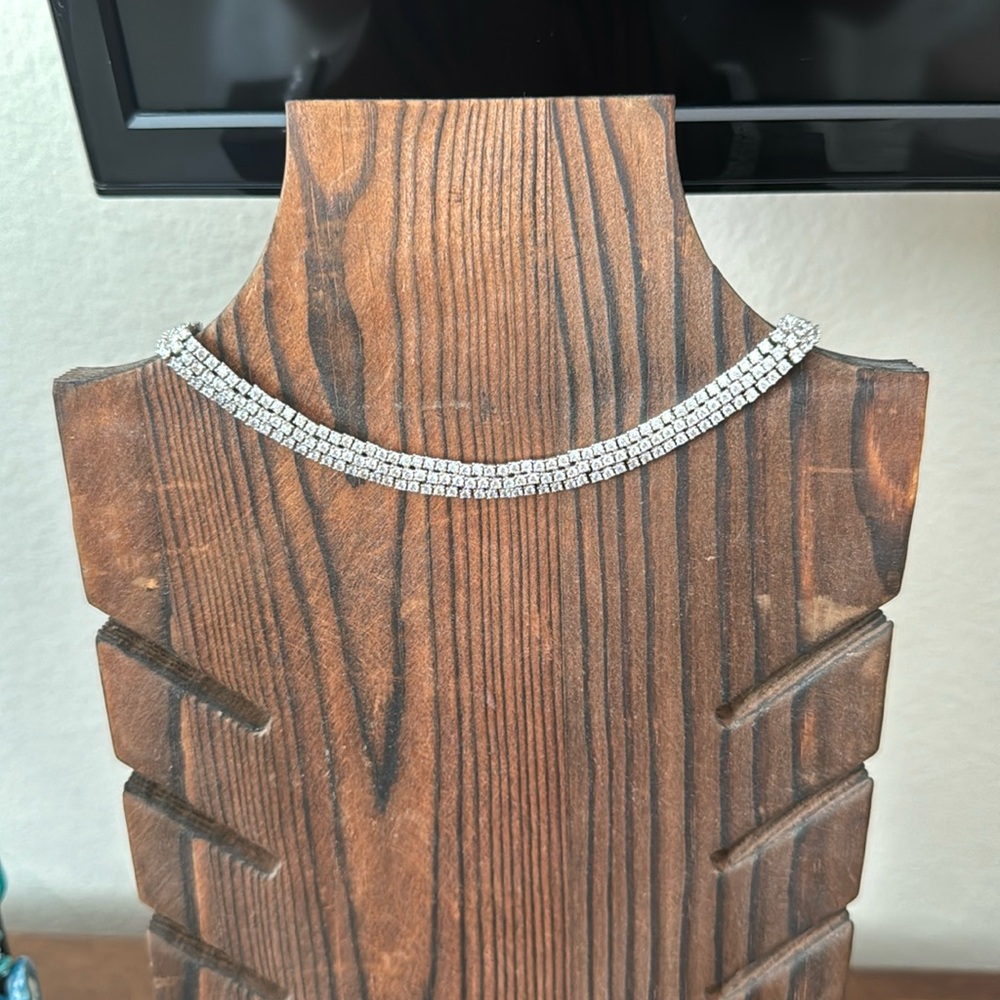 Henri bendel adjustable three tiered tennis necklace.